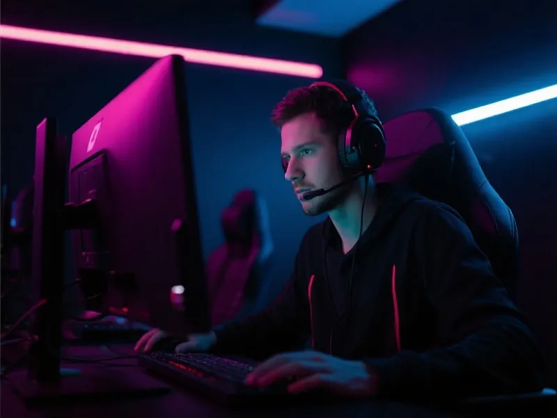 职业电竞选手专注比赛